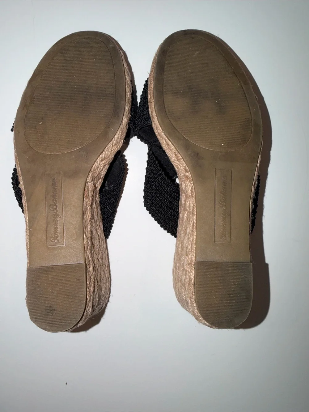 Tommy Bahama Black Crisscross Wedge Slide Sandals